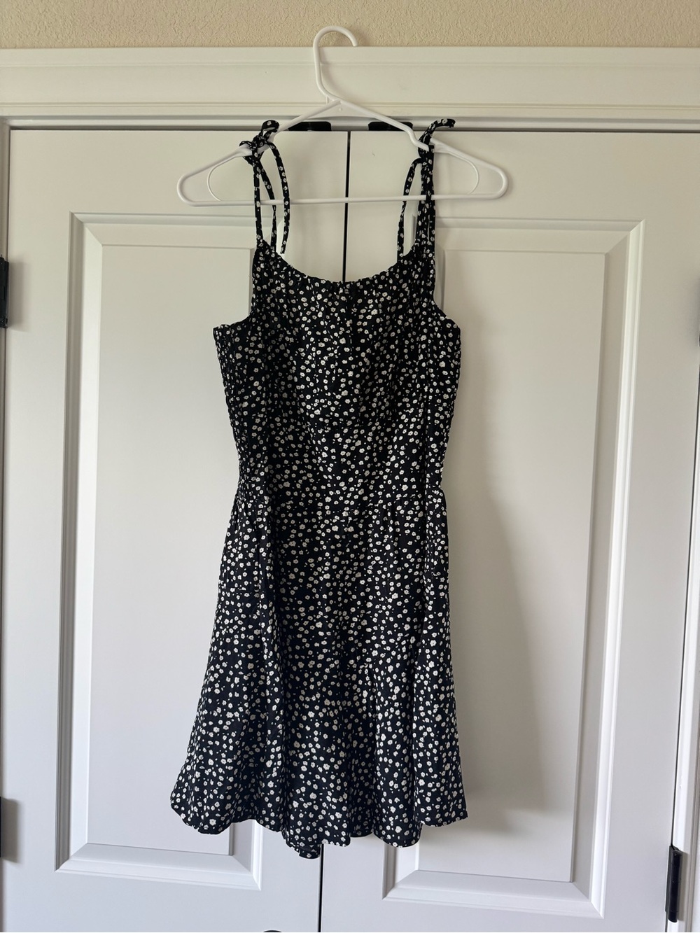 Black and White Floral Tie-Strap Romper
